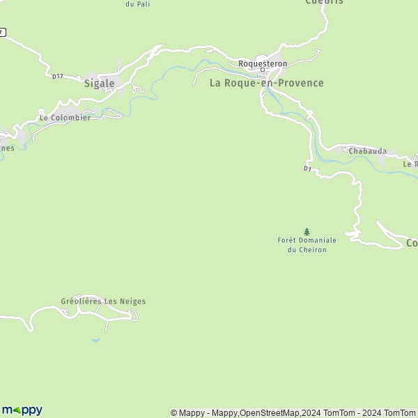 La carte pour la ville de Roquesteron grasse, 06910 La Roque-en-Provence