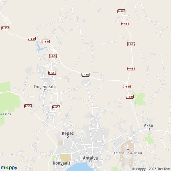 La carte pour la ville de Kepez 07020-07320