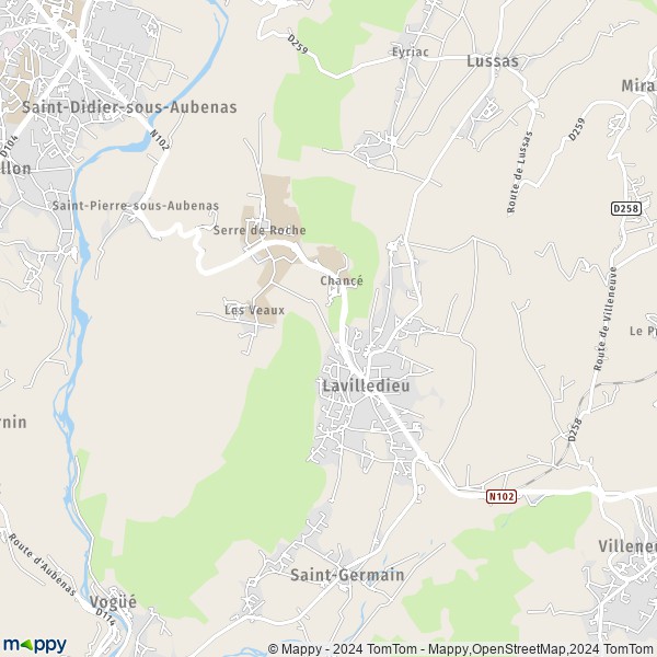 La carte pour la ville de Lavilledieu 07170