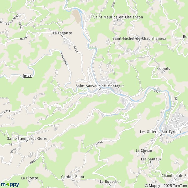 La carte pour la ville de Saint-Sauveur-de-Montagut 07190