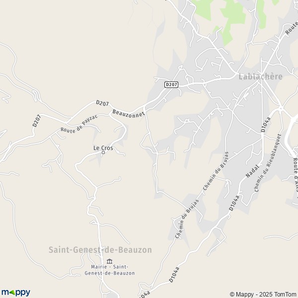 Carte Mas de Beaulieu, 07230 Lablachère