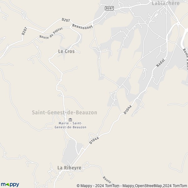 La carte pour la ville de Saint-Genest-de-Beauzon 07230
