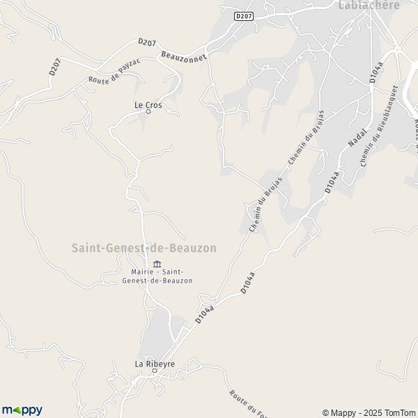 La carte pour la ville de Saint-Genest-de-Beauzon 07230