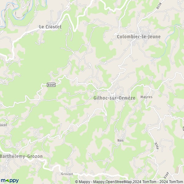 La carte pour la ville de Gilhoc-sur-Ormèze 07270