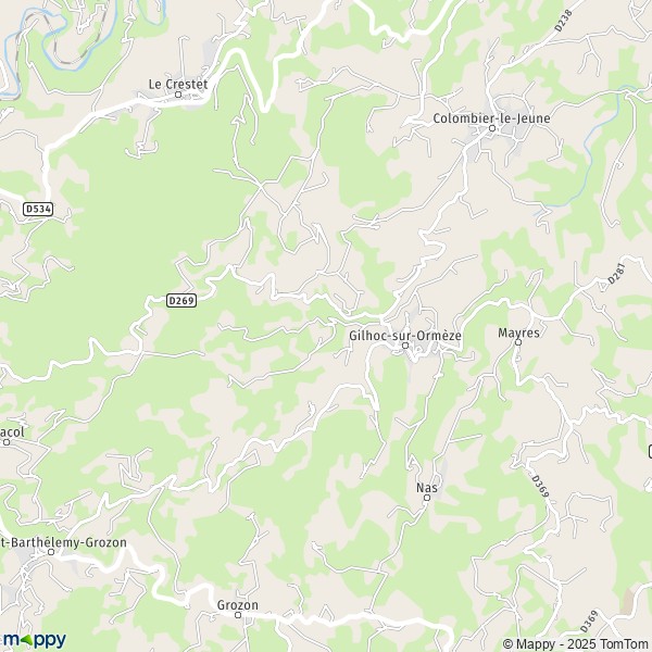 La carte pour la ville de Gilhoc-sur-Ormèze 07270