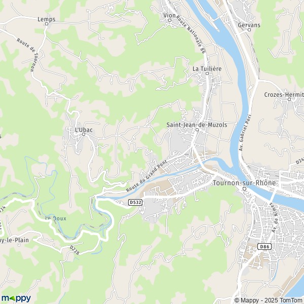 La carte pour la ville de Saint-Jean-de-Muzols 07300