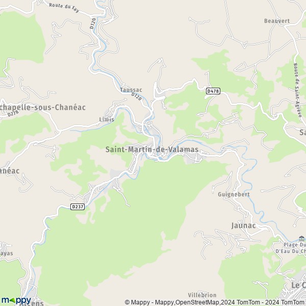 La carte pour la ville de Saint-Martin-de-Valamas 07310
