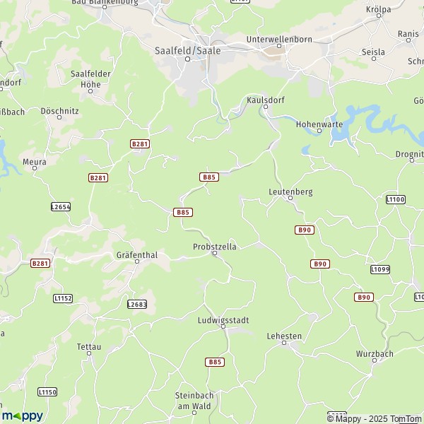 La carte pour la ville de 07330 Probstzella