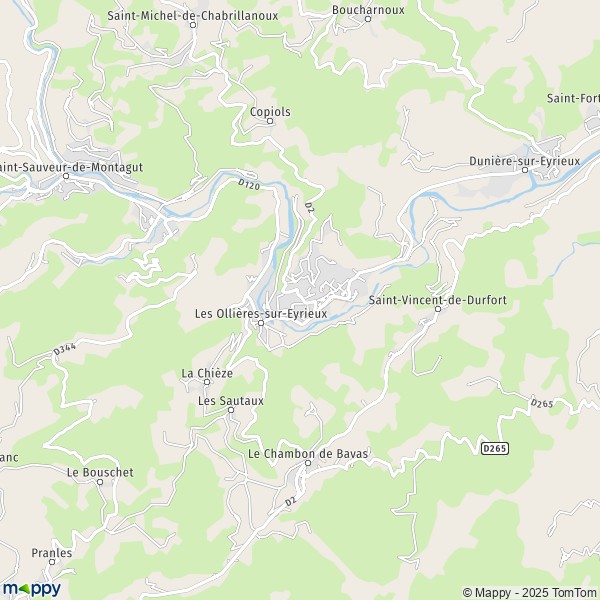 La carte pour la ville de Les Ollières-sur-Eyrieux 07360