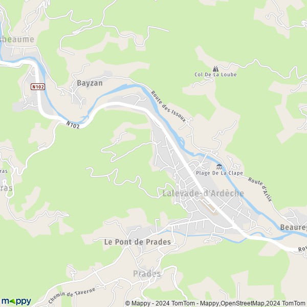 La carte pour la ville de Lalevade-d'Ardèche 07380