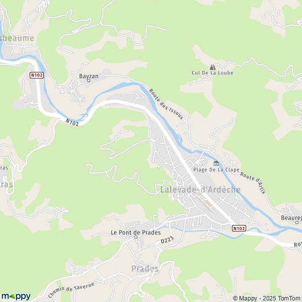 La carte pour la ville de Lalevade-d'Ardèche 07380