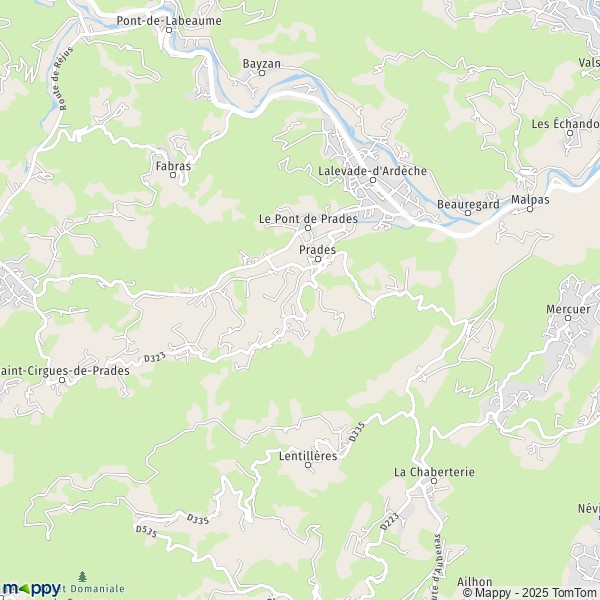 La carte pour la ville de Prades 07380