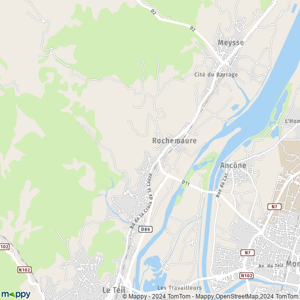 La carte pour la ville de Rochemaure 07400