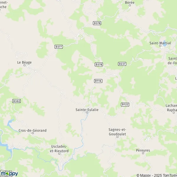 Plan SainteEulalie carte de SainteEulalie (07510) et infos pratiques