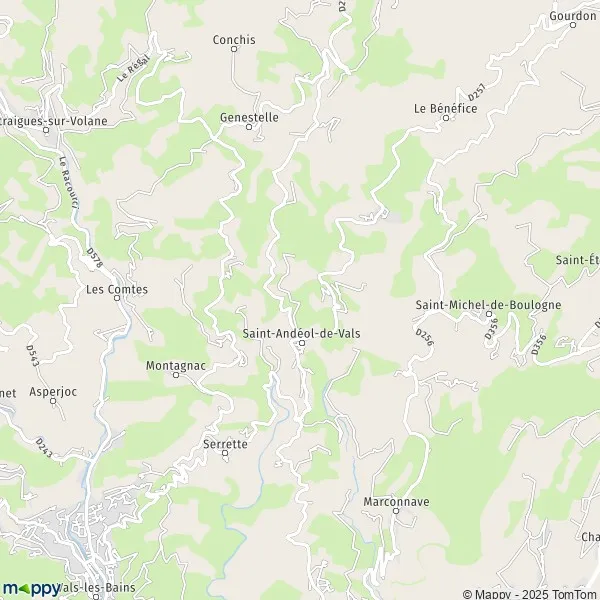 Plan SaintAndéoldeVals carte de SaintAndéoldeVals (07600) et