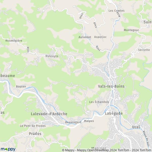 La carte pour la ville de Vals-les-Bains 07600