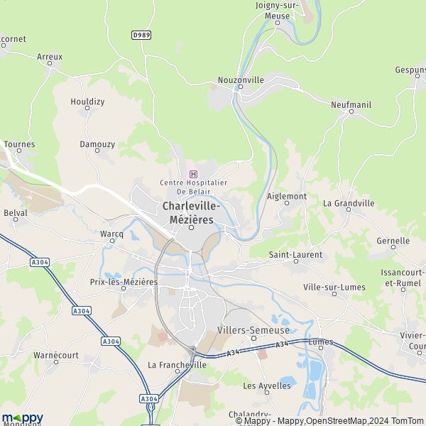 La carte pour la ville de Charleville-Mézières 08000