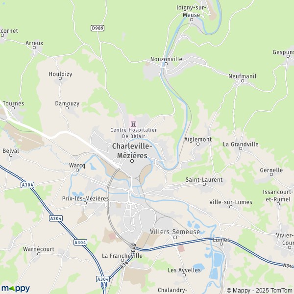 La carte pour la ville de Charleville-Mézières 08000