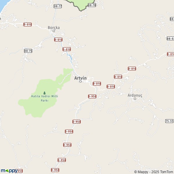 La carte pour la ville de Artvin 08010