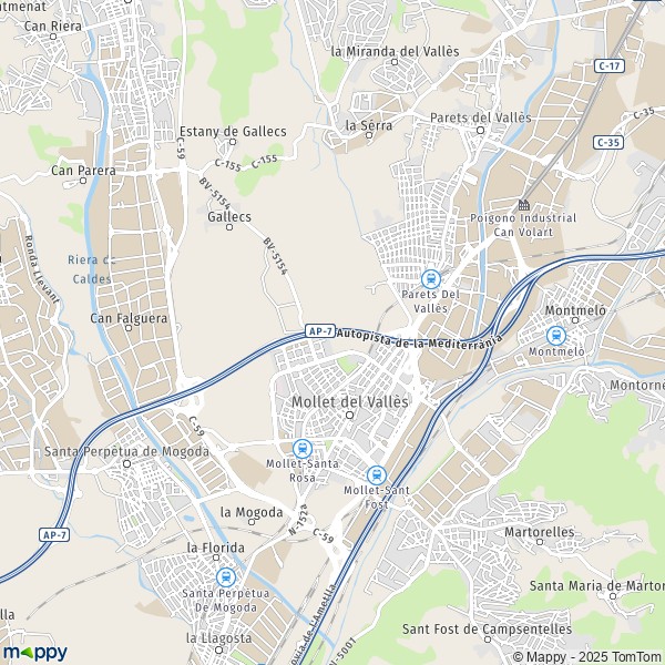 La carte pour la ville de 08100-08160 Mollet del Vallès