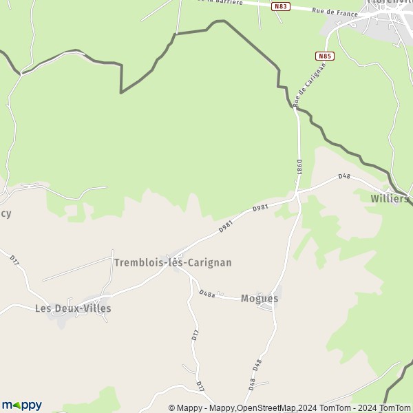 La carte pour la ville de Tremblois-lès-Carignan 08110