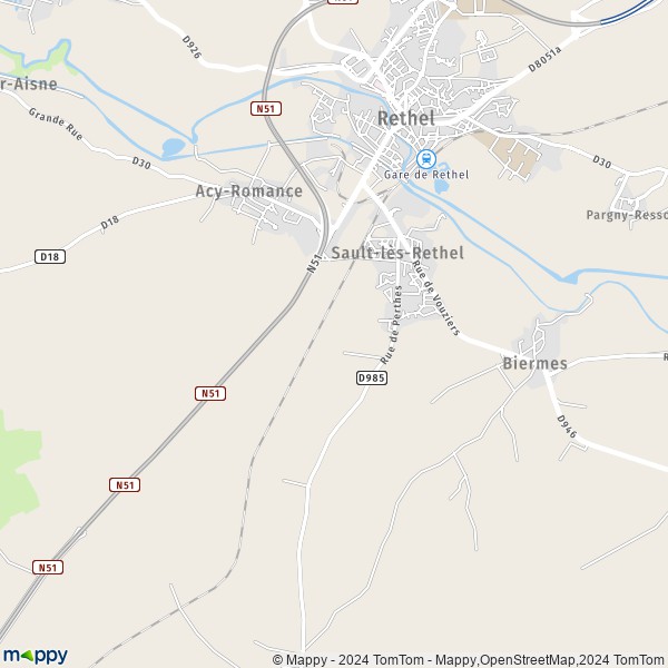 La carte pour la ville de Sault-lès-Rethel 08300