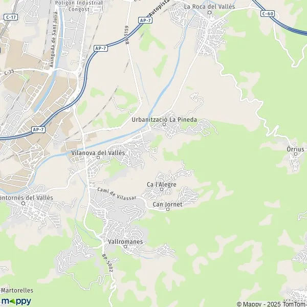 Plan Vilanova del Vallès carte de Vilanova del Vallès (08410) et