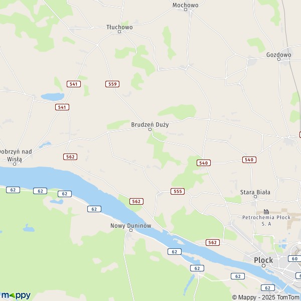 La carte pour la ville de Brudzeń Duży 09-413-09-414