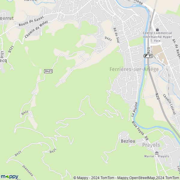 La carte pour la ville de Ferrières-sur-Ariège 09000