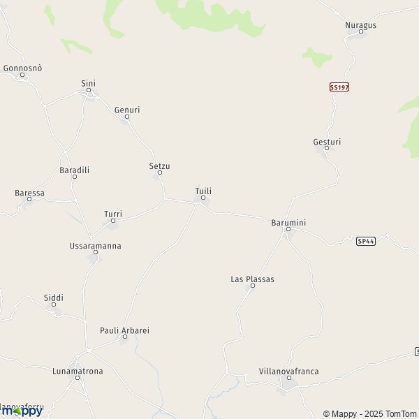 La carte pour la ville de Tuili 09029
