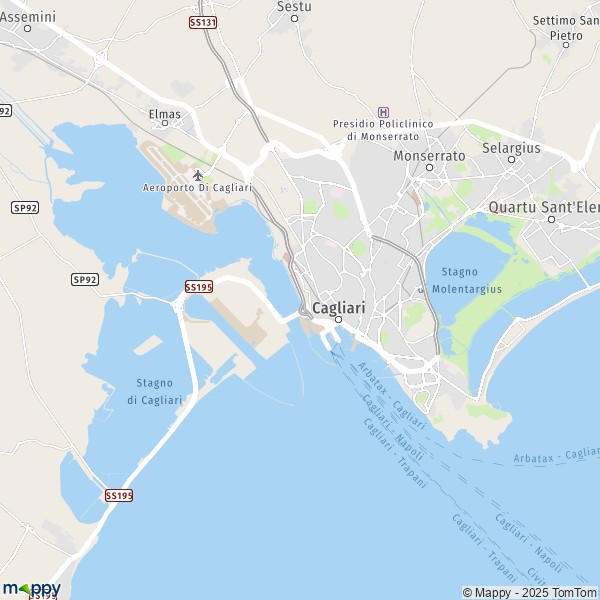 La carte pour la ville de Cagliari 09067-09134