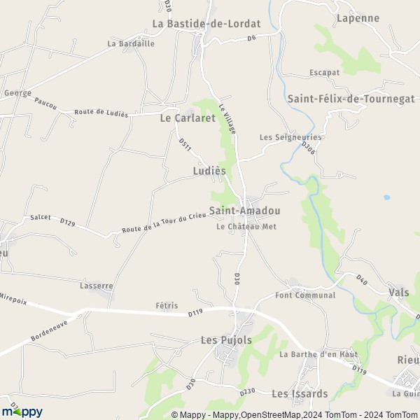 La carte pour la ville de Saint-Amadou 09100