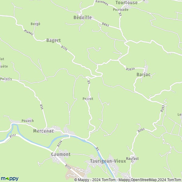La carte pour la ville de Taurignan-Castet 09160