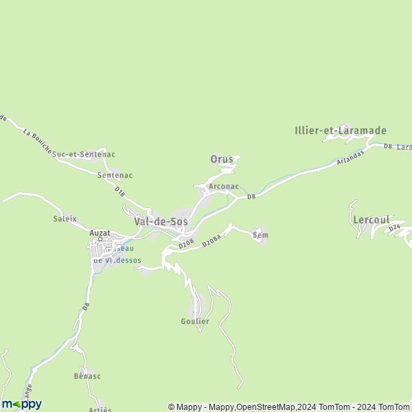 La carte pour la ville de Vicdessos, 09220 Val-de-Sos