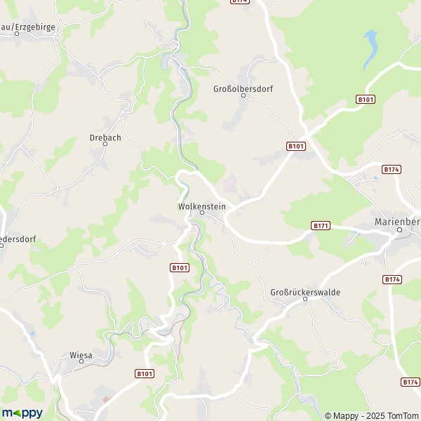 La carte pour la ville de 09429 Wolkenstein