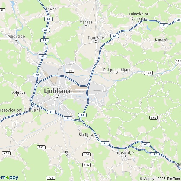 La carte pour la ville de Ljubljana 1000-1356