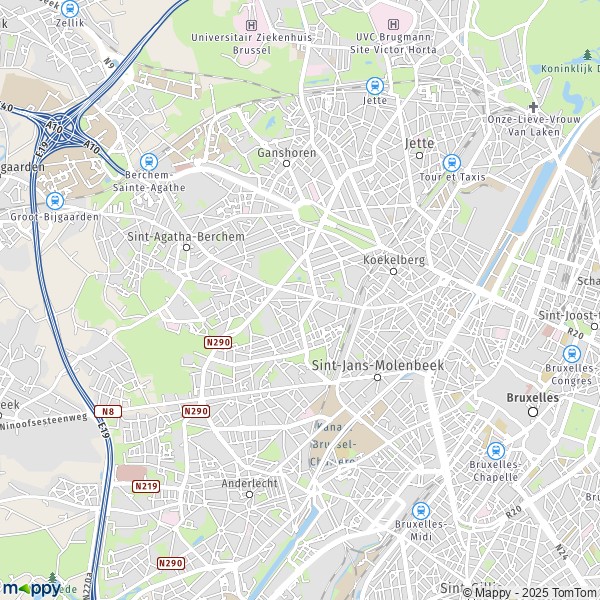 La carte pour la ville de 1000-1090 Molenbeek-Saint-Jean