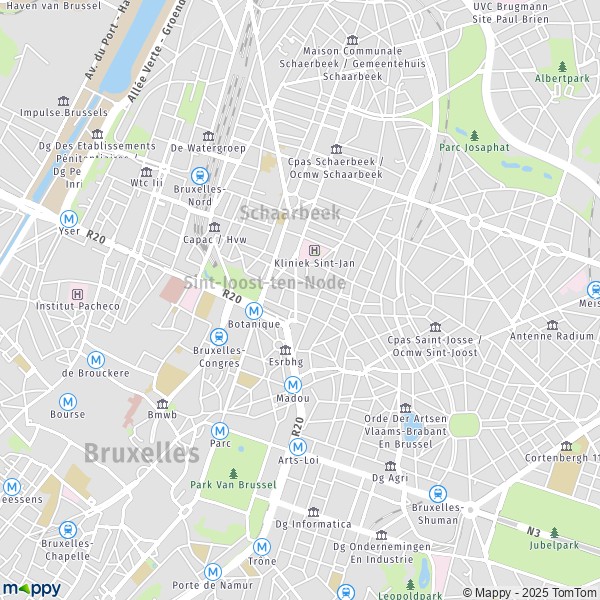 La carte pour la ville de 1000-1210 Saint-Josse-ten-Noode