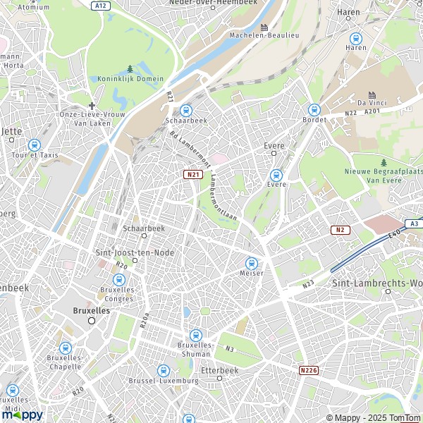 La carte pour la ville de 1000-1210 Schaerbeek