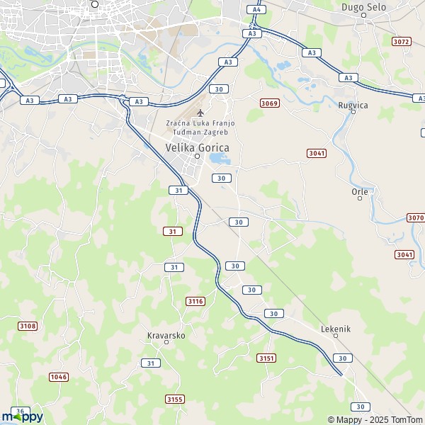 La carte pour la ville de Velika Gorica 10010-10414