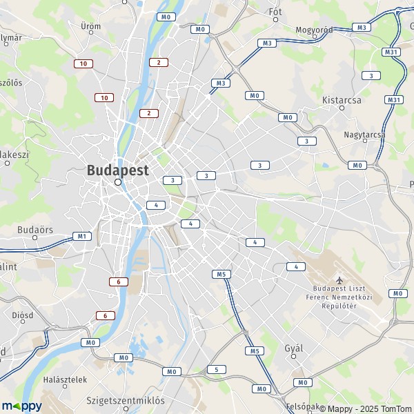 La carte pour la ville de Budapest 1007-2220