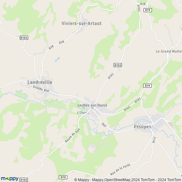 La carte pour la ville de Loches-sur-Ource 10110