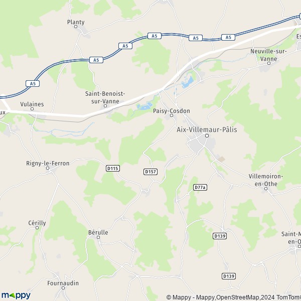 La carte pour la ville de Paisy-Cosdon 10160