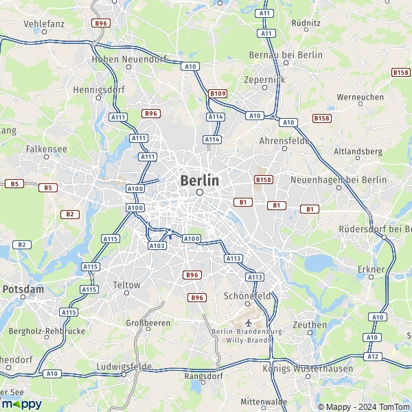 La carte pour la ville de Kreuzberg, Berlin