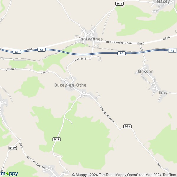 La carte pour la ville de Bucey-en-Othe 10190