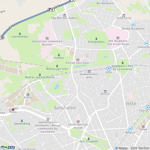 La carte pour la ville de 1020-1780 Jette