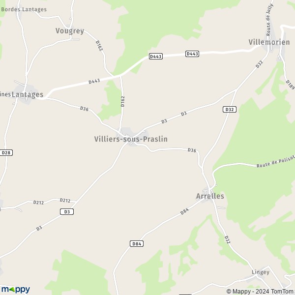 La carte pour la ville de Villiers-sous-Praslin 10210