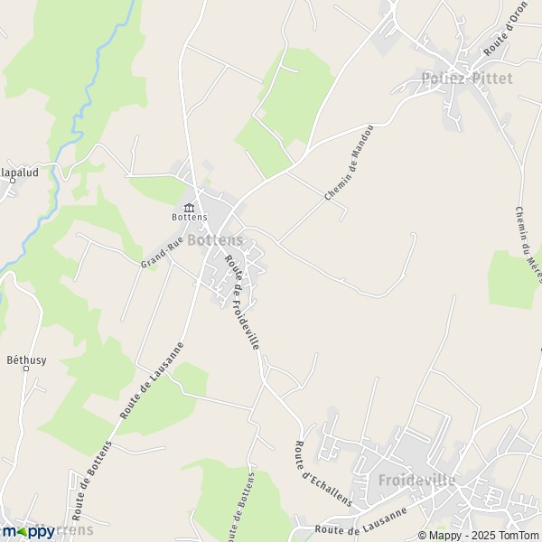 La carte pour la ville de Bottens 1041