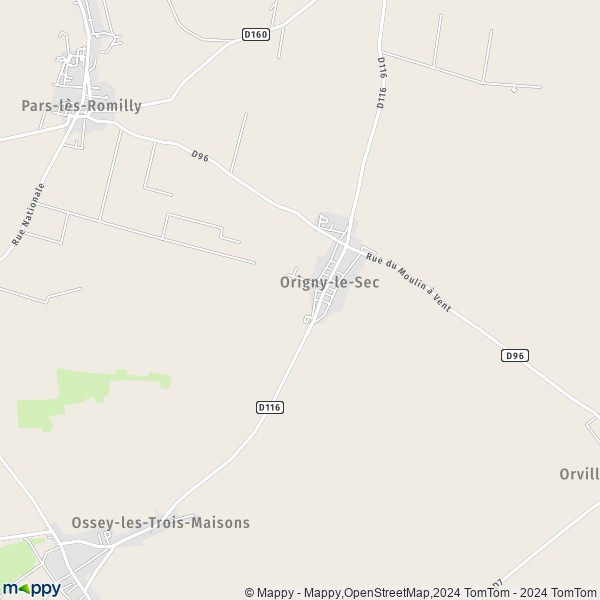La carte pour la ville de Origny-le-Sec 10510