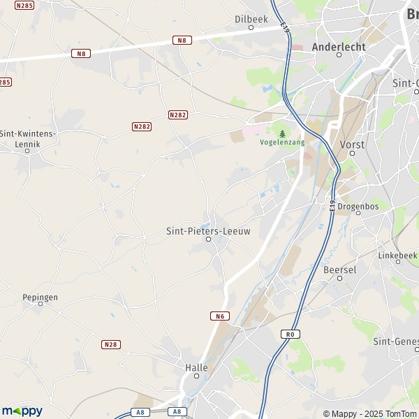 La carte pour la ville de 1070-1654 Sint-Pieters-Leeuw